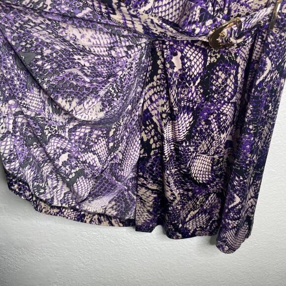 Cache Womens Dress Size L Vintage Purple Snake Print Long Sleeve Wrap V-Neck - Picture 9 of 12